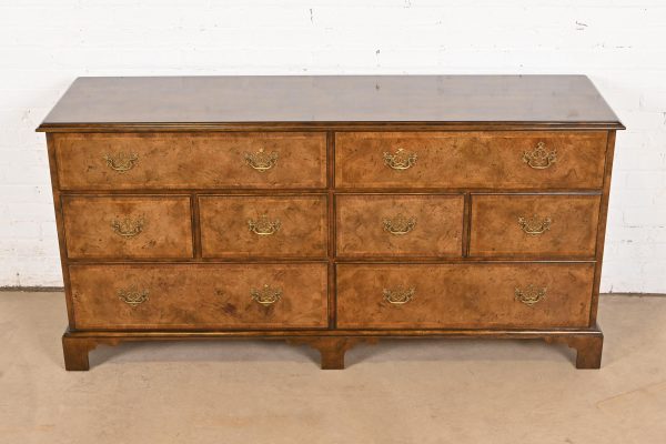 Baker Furniture Georgian Burled Walnut Dresser or Chest of Drawers - Image 4
