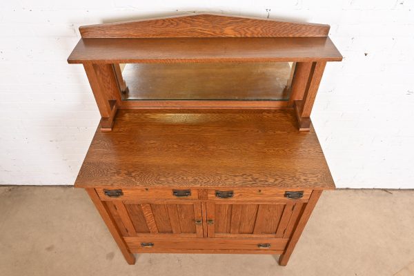 Stickley Brothers Style Antique Mission Oak Arts & Crafts Sideboard or Bar Cabinet, Circa 1900 - Image 7