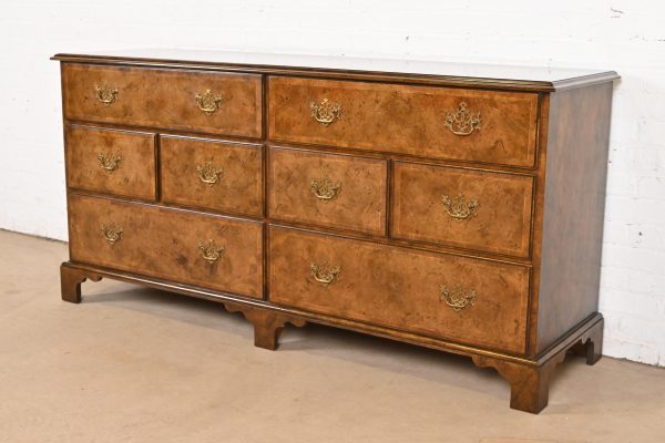 Baker Furniture Georgian Burled Walnut Dresser or Chest of Drawers - Image 2