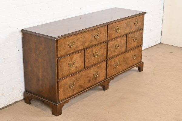 Baker Furniture Georgian Burled Walnut Dresser or Chest of Drawers - Image 3