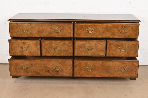 Baker Furniture Georgian Burled Walnut Dresser or Chest of Drawers - Image 5