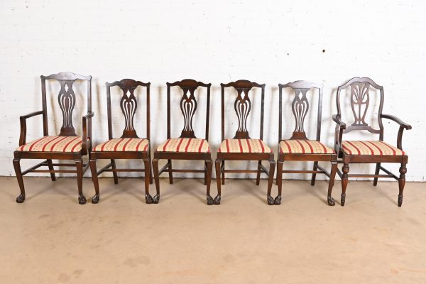 Berkey & Gay Style Antique Georgian Carved Walnut Dining Chairs, Circa 1920s - Image 2