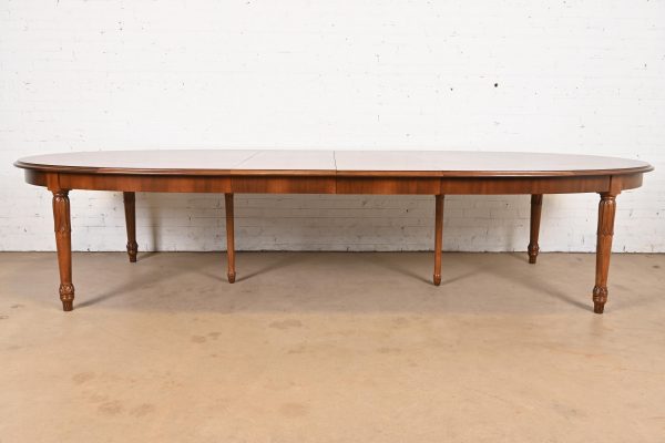 Italian Regency Louis XVI Burled Walnut Inlaid Extension Dining Table, Newly Refinished - Image 3