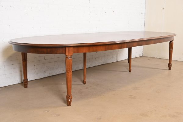 Italian Regency Louis XVI Burled Walnut Inlaid Extension Dining Table, Newly Refinished - Image 4