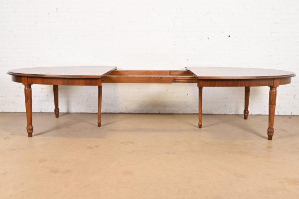Italian Regency Louis XVI Burled Walnut Inlaid Extension Dining Table, Newly Refinished - Image 6