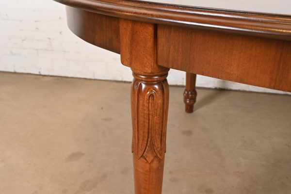 Italian Regency Louis XVI Burled Walnut Inlaid Extension Dining Table, Newly Refinished - Image 10