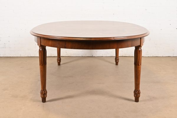 Italian Regency Louis XVI Burled Walnut Inlaid Extension Dining Table, Newly Refinished - Image 11