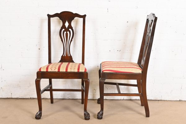 Berkey & Gay Style Antique Georgian Carved Walnut Dining Chairs, Circa 1920s - Image 9