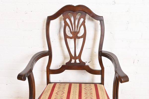 Berkey & Gay Style Antique Georgian Carved Walnut Dining Chairs, Circa 1920s - Image 6