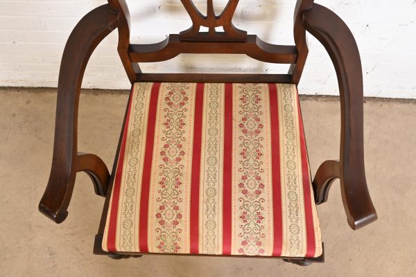 Berkey & Gay Style Antique Georgian Carved Walnut Dining Chairs, Circa 1920s - Image 7