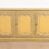 Baker Furniture French Provincial Louis XV Olive Green and Cream Lacquered Sideboard Credenza