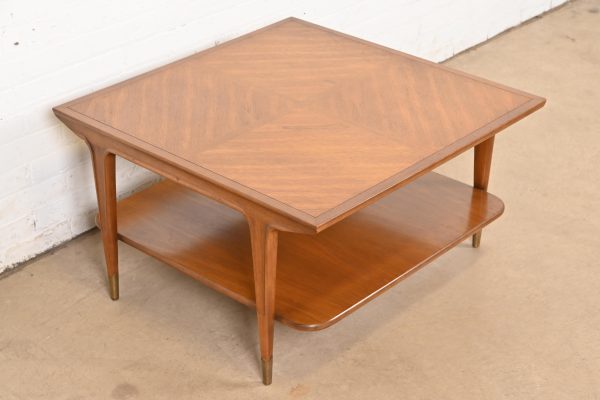 Imperial Furniture Mid-Century Modern Sculpted Walnut Two-Tier Coffee Table, Circa 1960s