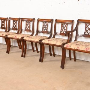 Kindel Furniture Style Regency Carved Mahogany Dining Chairs, Set of Six