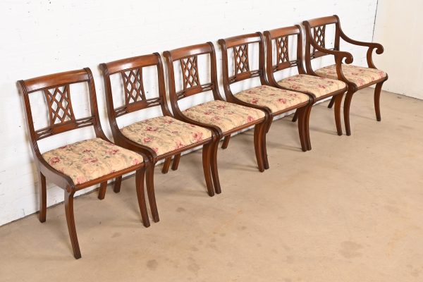 Kindel Furniture Style Regency Carved Mahogany Dining Chairs, Set of Six - Image 4