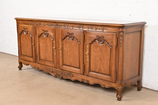 Kindel Furniture French Provincial Louis XV Solid Cherry Wood Sideboard or Bar Cabinet