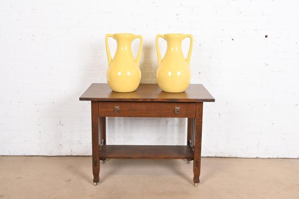 Roseville Pottery Arts & Crafts Large Yellow Glazed Handled Art Pottery Jugs or Vases, 1930s - Image 11