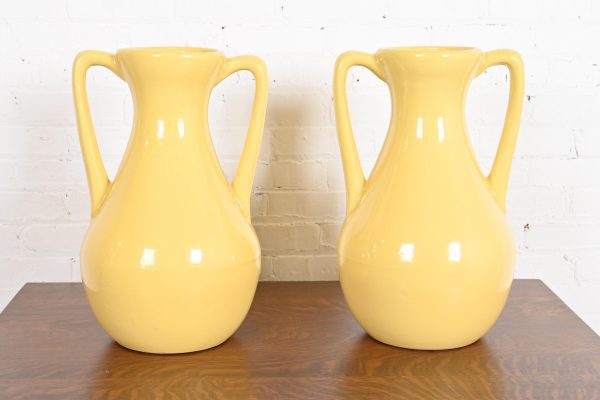 Roseville Pottery Arts & Crafts Large Yellow Glazed Handled Art Pottery Jug or Vase, 1930s - Image 11