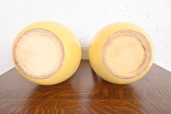 Roseville Pottery Arts & Crafts Large Yellow Glazed Handled Art Pottery Jugs or Vases, 1930s - Image 9