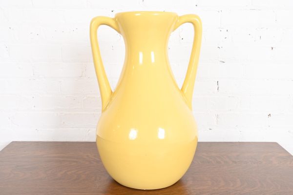 Roseville Pottery Arts & Crafts Large Yellow Glazed Handled Art Pottery Jug or Vase, 1930s