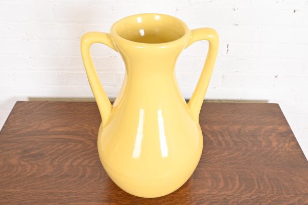 Roseville Pottery Arts & Crafts Large Yellow Glazed Handled Art Pottery Jug or Vase, 1930s - Image 2