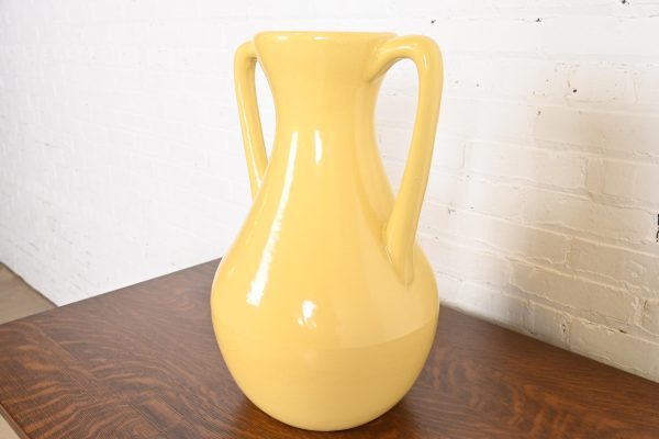 Roseville Pottery Arts & Crafts Large Yellow Glazed Handled Art Pottery Jug or Vase, 1930s - Image 3