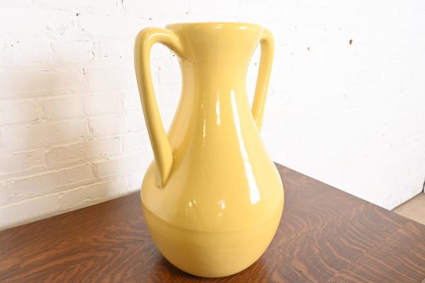 Roseville Pottery Arts & Crafts Large Yellow Glazed Handled Art Pottery Jug or Vase, 1930s - Image 4
