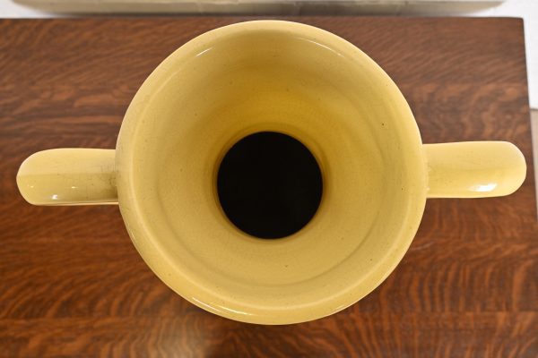 Roseville Pottery Arts & Crafts Large Yellow Glazed Handled Art Pottery Jug or Vase, 1930s - Image 5
