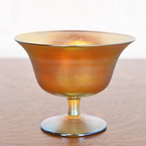 Louis Comfort Tiffany Favrile Iridescent Art Glass Footed Bowl or Compote Dish