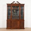 Stickley Georgian Flame Mahogany Lighted Breakfront Bookcase Cabinet