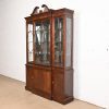 Stickley Georgian Flame Mahogany Lighted Breakfront Bookcase Cabinet - Image 3