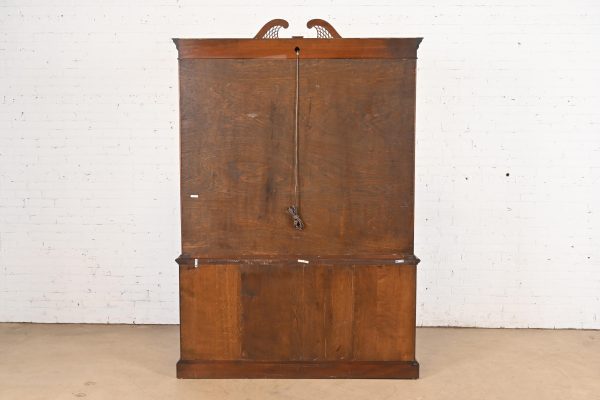 Stickley Georgian Flame Mahogany Lighted Breakfront Bookcase Cabinet - Image 11