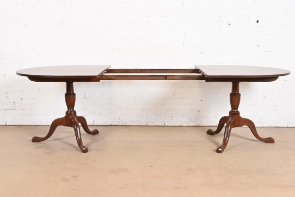 Kittinger Georgian Solid Mahogany Double Pedestal Extension Dining Table, Newly Refinished - Image 6