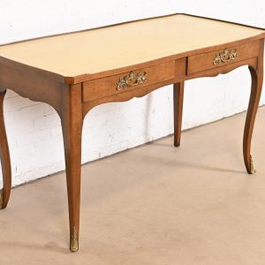 Bodart French Provincial Louis XV Cherry Wood Leather Top Writing Desk, Circa 1960s