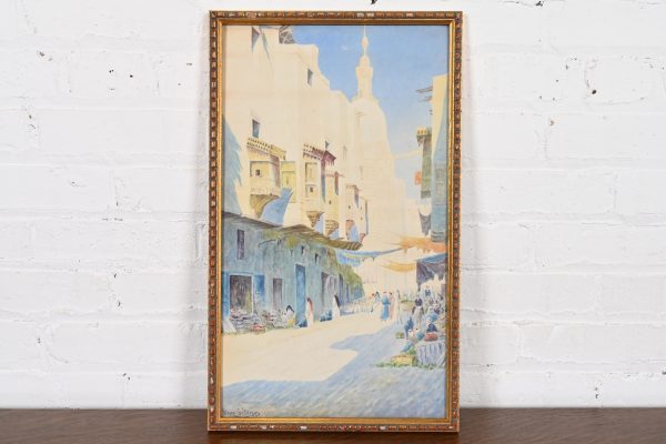Original Signed Giovanni Geleng Abstract Cityscape Framed Watercolor Painting - Image 2