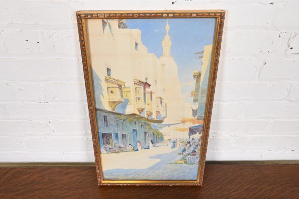 Original Signed Giovanni Geleng Abstract Cityscape Framed Watercolor Painting - Image 3