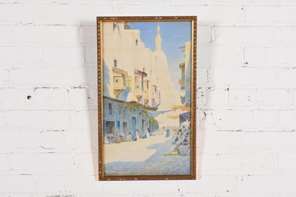 Original Signed Giovanni Geleng Abstract Cityscape Framed Watercolor Painting