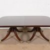 Baker Furniture Georgian Monumental Mahogany Triple Pedestal Extension Dining Table, Newly Refinished - Image 7