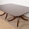Baker Furniture Georgian Monumental Mahogany Triple Pedestal Extension Dining Table, Newly Refinished - Image 8