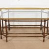 Baker Furniture Hollywood Regency Chinoiserie Faux Bamboo, Brass, and Glass Cocktail Table - Image 2