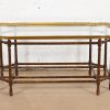 Baker Furniture Hollywood Regency Chinoiserie Faux Bamboo, Brass, and Glass Cocktail Table - Image 3