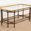 Baker Furniture Hollywood Regency Chinoiserie Faux Bamboo, Brass, and Glass Cocktail Table