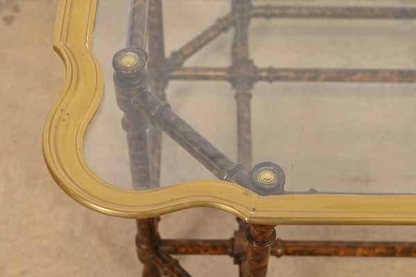 Baker Furniture Hollywood Regency Chinoiserie Faux Bamboo, Brass, and Glass Cocktail Table - Image 8