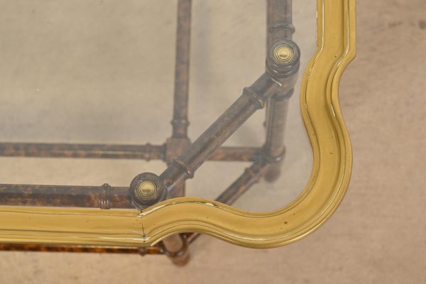 Baker Furniture Hollywood Regency Chinoiserie Faux Bamboo, Brass, and Glass Cocktail Table - Image 9