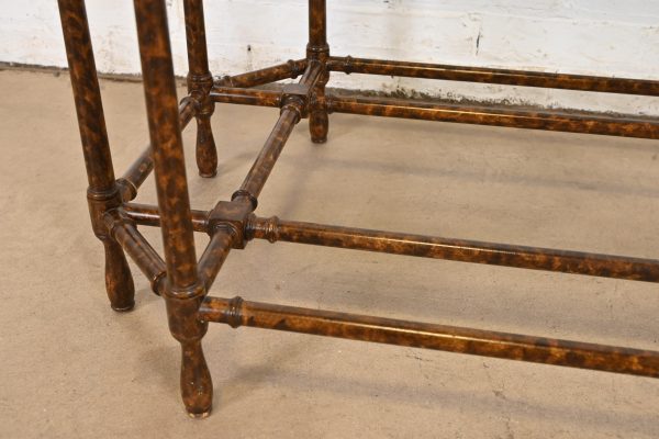 Baker Furniture Hollywood Regency Chinoiserie Faux Bamboo, Brass, and Glass Cocktail Table - Image 10