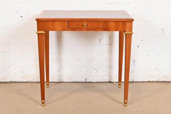 Baker Furniture French Regency Louis XVI Cherry and Gilt Wood Petite Writing Desk or Entry Table, Circa 1960s - Image 3