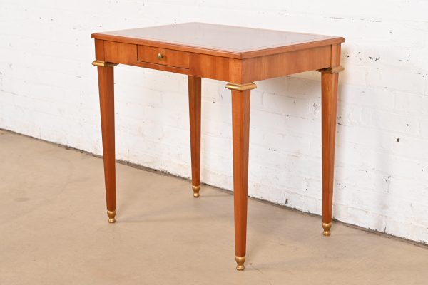Baker Furniture French Regency Louis XVI Cherry and Gilt Wood Petite Writing Desk or Entry Table, Circa 1960s