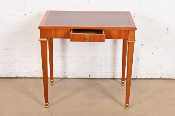 Baker Furniture French Regency Louis XVI Cherry and Gilt Wood Petite Writing Desk or Entry Table, Circa 1960s - Image 5