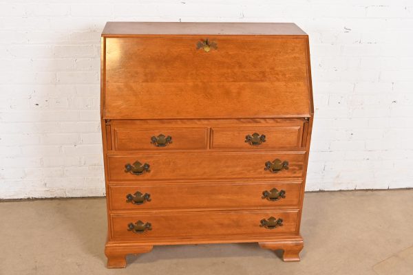 Ethan Allen Early American Solid Maple and Birch Drop Front Secretary Desk - Image 3