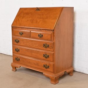 Ethan Allen Early American Solid Maple and Birch Drop Front Secretary Desk