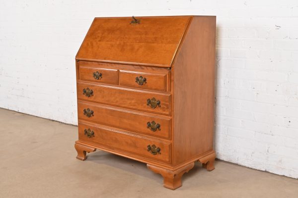 Ethan Allen Early American Solid Maple and Birch Drop Front Secretary Desk